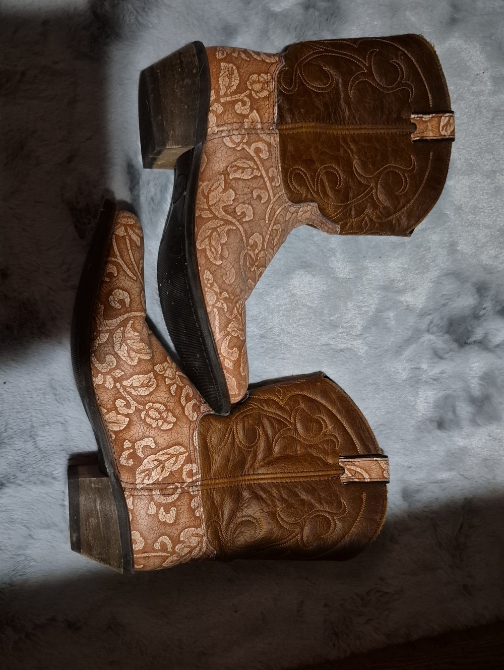 Brown Embroidered Western Ankle Boots